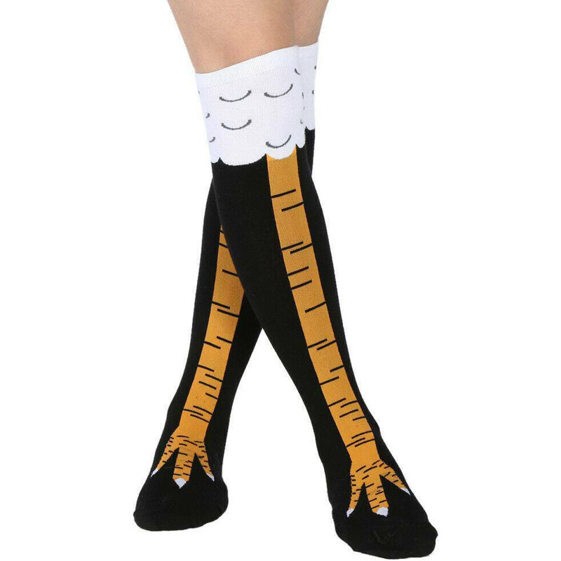 Winter Autumn Women 3D Chicken Paws Print Funny 3D Cartoon Thigh High Sock Fashion Cute Ladies Thin Toe Feet Stockings Cosplay