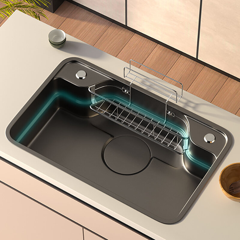 Lavello da cucina in acciaio inossidabile 304 con cestello portaoggetti multifunzione grande postazione di lavoro a fessura singola lavabo accessori da cucina