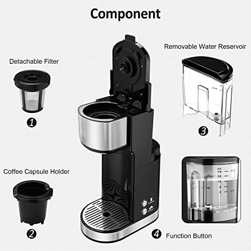 Servieren Kaffee maschine k Tasse mit Reservoir, kleine Pod Kaffee maschine 6-14 Unzen Brüh größe, Mini Single Cup Kaffee maschine fit Reise tassen,