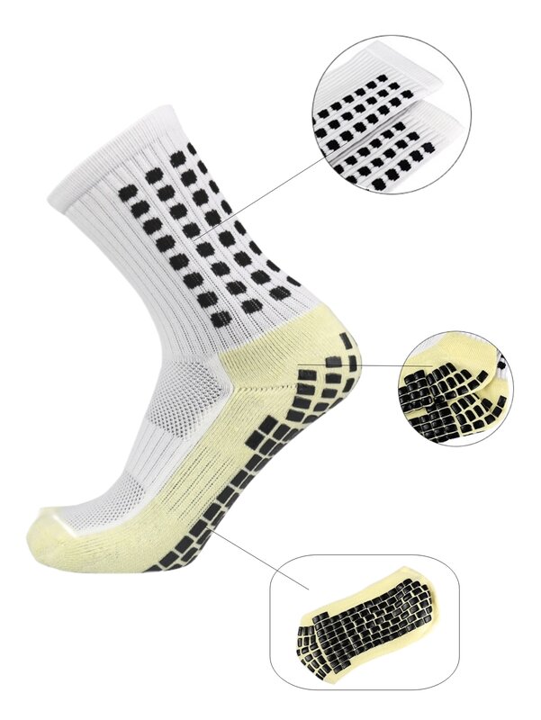 4 pairs of men's soccer socks non-slip grip pad football basketball socks
