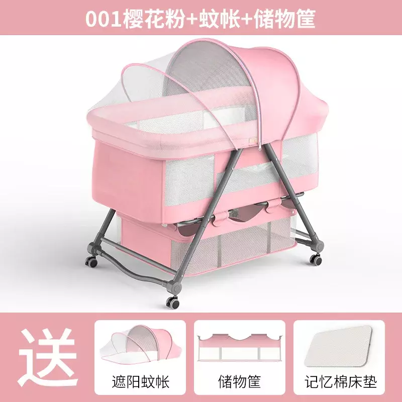 Portable Movable Crib Foldable Height Adjustable Splicing Large Bed Baby Cradle Bed Bb Bed Anti Overflow Milk