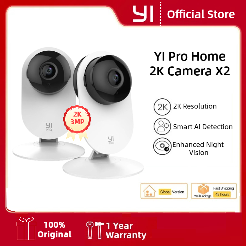 YI 2K 홈 보안 카메라 IP 감시 시스템, 야간 투시경 포함, 가정, 사무실, 아기, 보모, 애완 동물 모니터 IR 조명, 2 팩, 4 팩