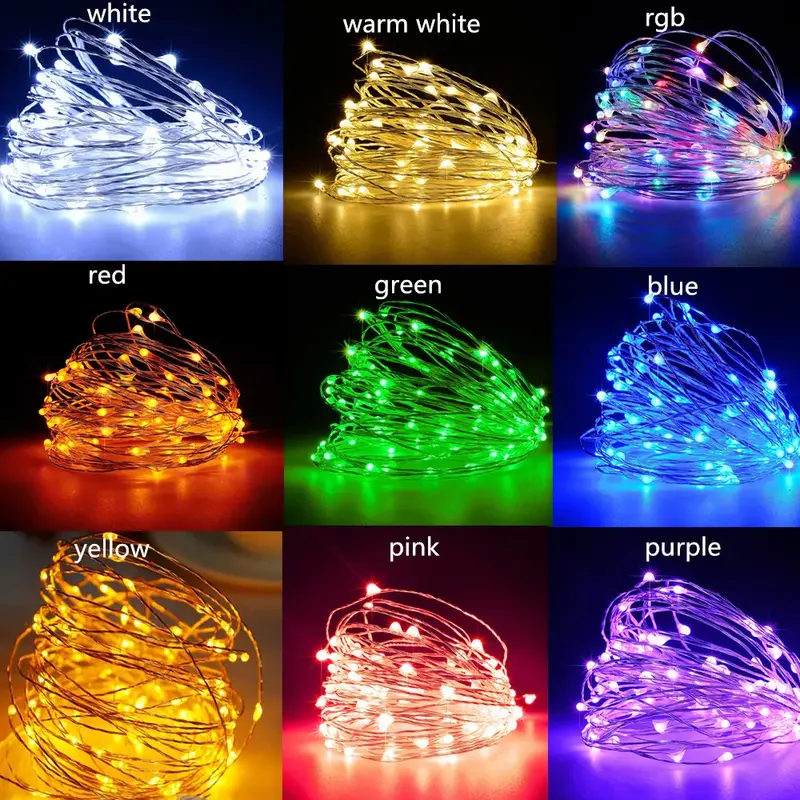 Guirnalda de luces LED con cable de cobre y USB, luces de hadas impermeables para decoración de fiestas, bodas y Navidad, 5/10/20M