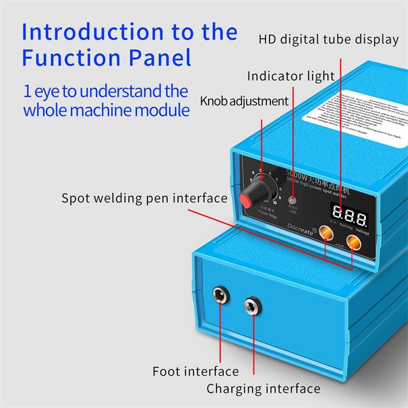 New Generation Power 5000W Spot Welding Handheld Machine Portable 0-800A Current Adjustable Welders for 18650 Battery