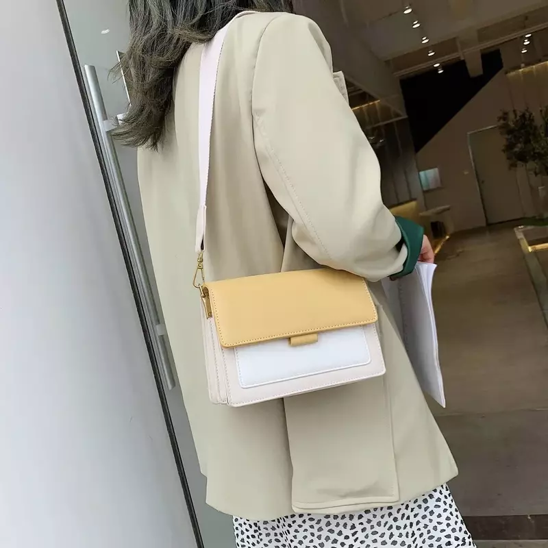 Кожаные сумки-Кроссбоди SL03 контрастных цветов для женщин, дорожная сумка, модная простая сумка через плечо