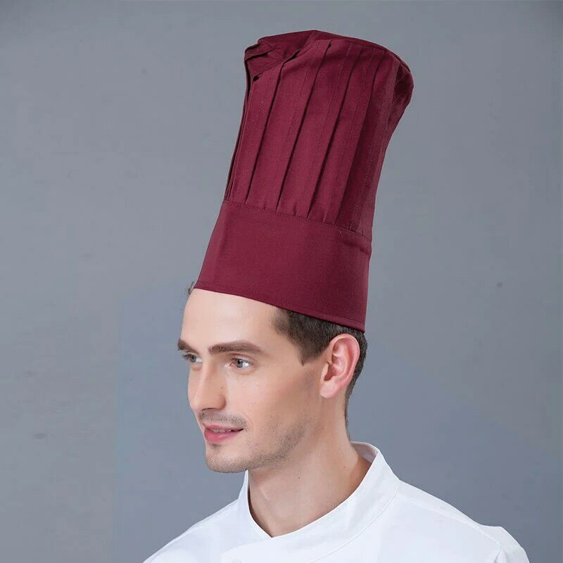 Men Kitchen Elastic Cap Hotel Restaurant Kitchen Chef High Hats Catering Serve Bakery Cake Shop Breathable Cook Medium Hat