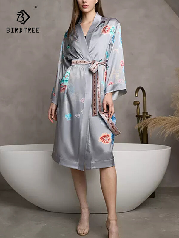 Ptaszek 100% jedwab elegancka piżama damska nadruk w kwiaty nowy chiński styl ubrania domowe 2024 wiosna lato P41483QC