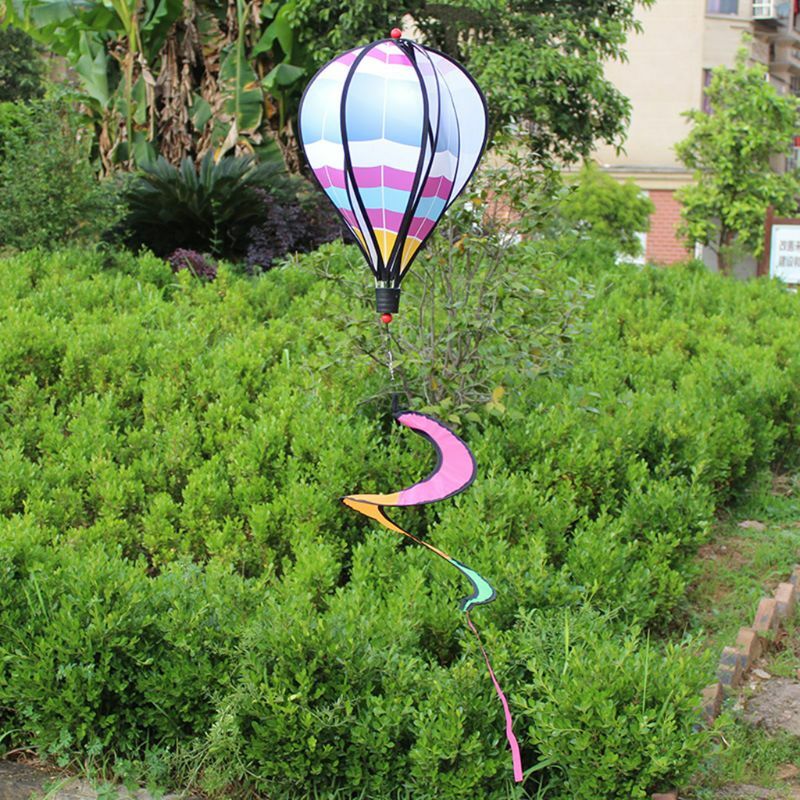 Colorful 1 Set PVC Wind Spinner Hot Air Balloon Outdoor Decor Dream Catcher Rainbow-Inspired Rotating Windmill