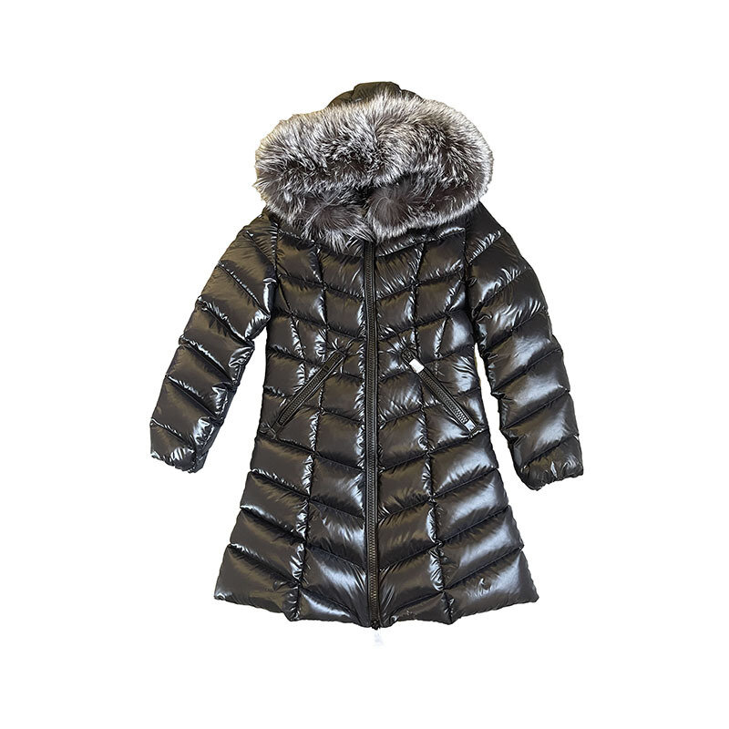 CCB 2022 WINTER SOLID BLACK LONG WHITE GOOSE COATS WITH HAT