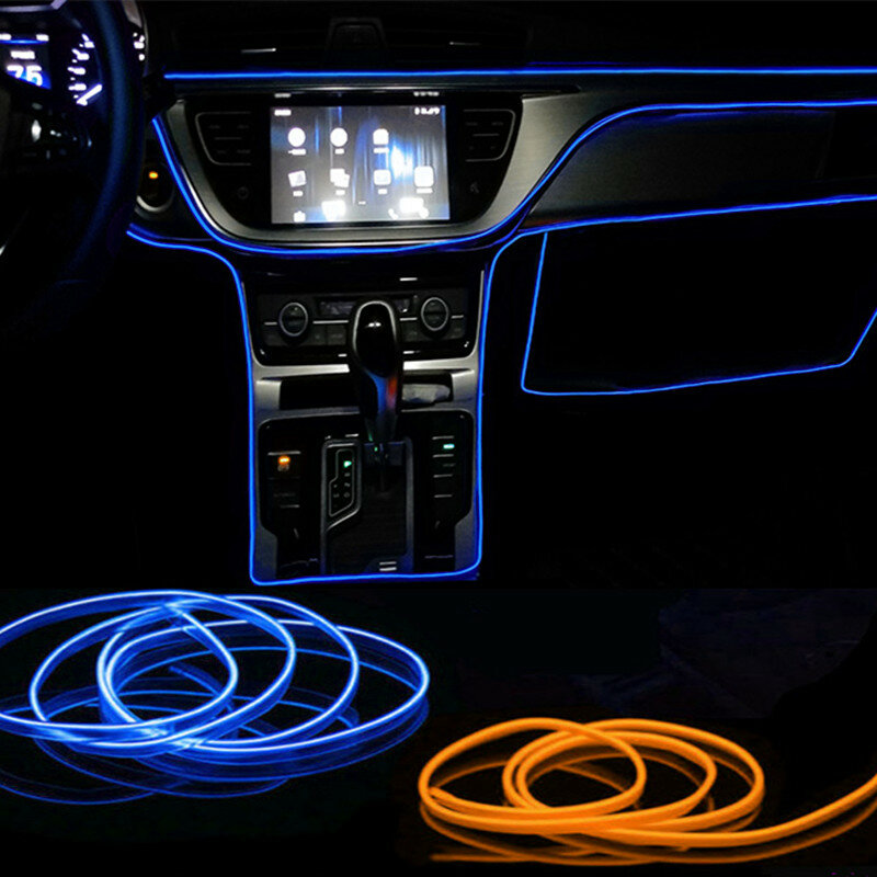 Lampu Sekitar Mobil LED Neon Lampu Dingin Cetakan Interior Otomatis Lampu Suasana Dekorasi Reparasi Strip Bersinar Usb/Drive Rokok