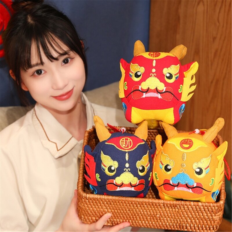Zodíacos chineses bichos de pelúcia, ano novo, em forma de dragão, desenhos animados, acessório do brinquedo, decoração home