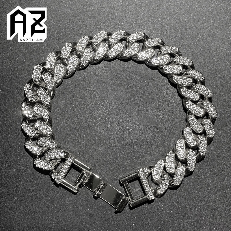 Iced Out Cuban Chain Bracelets for Men Women Alloy Miami Male Hand Chain Hip Hop Jewelry Gift Free Shipping