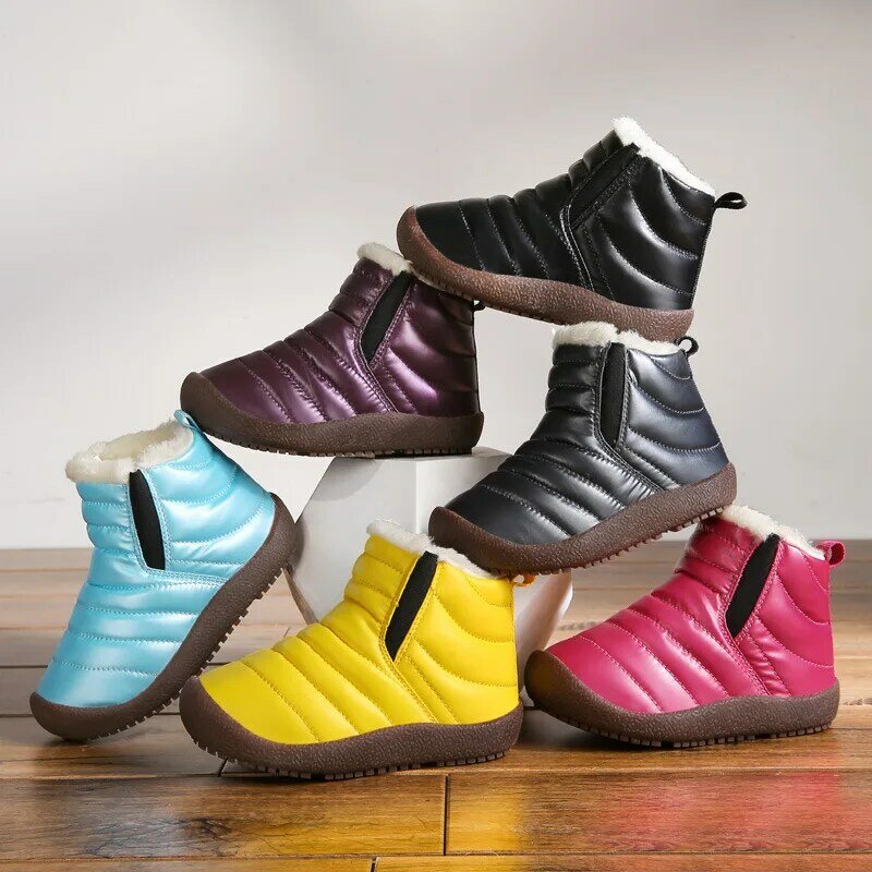 เด็กหิมะฤดูหนาวใหม่รองเท้าบู๊ทผู้ชายสำหรับรองเท้ากีฬารองเท้ารองเท้าผ้าใบ Warm Plush รองเท้ากันน้ำรองเท้าแบน