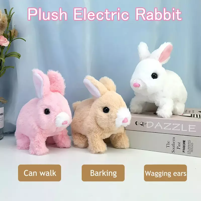 La simulazione elettrica del coniglio della peluche dei giocattoli elettronici dell'animale domestico può camminare per fare un suono che scuote le orecchie capelli lunghi coniglio regali per bambini