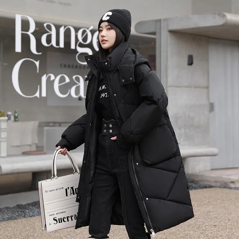 Oversized Parka Women's Thicken Coat 2023 Winter New Female Loose Down Cotton Jacket Loose Hooded Parkas Casual Long Overcoat