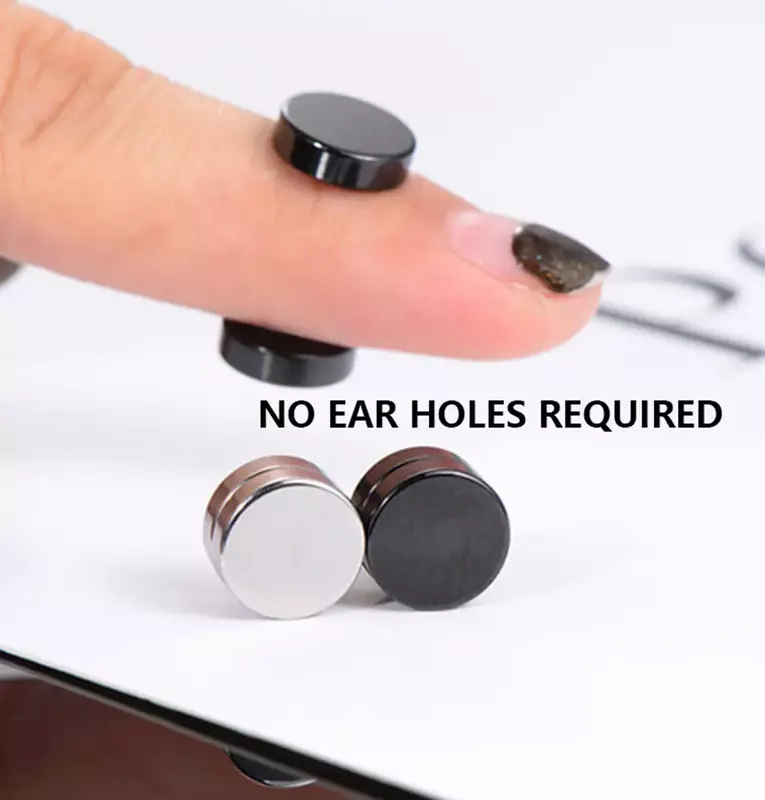 3 paia di orecchini a Clip con orecchini a bottone magnetici in cristallo forte per uomini e donne orecchini magnetici con zirconi rotondi Punk gioielli Non penetranti