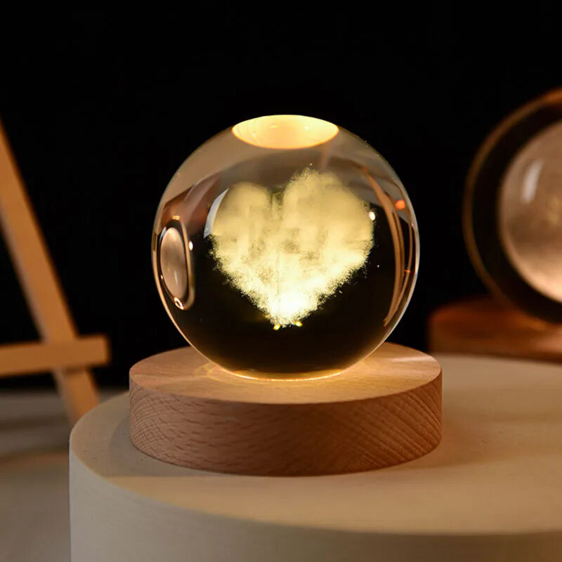 6cm 3D Crystal ball Crystal Planet Night Light sistema solare inciso al Laser globo astronomia regalo di compleanno decorazione del Desktop di casa