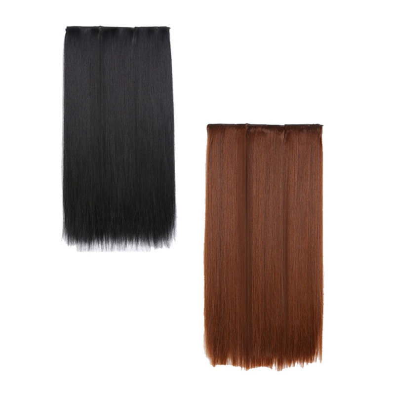 55cm glattes Haar dreiteilige Perücke Set langes Haar Perücke für Frauen Cosplay Natur haar hitze beständig natürliches Schwarz