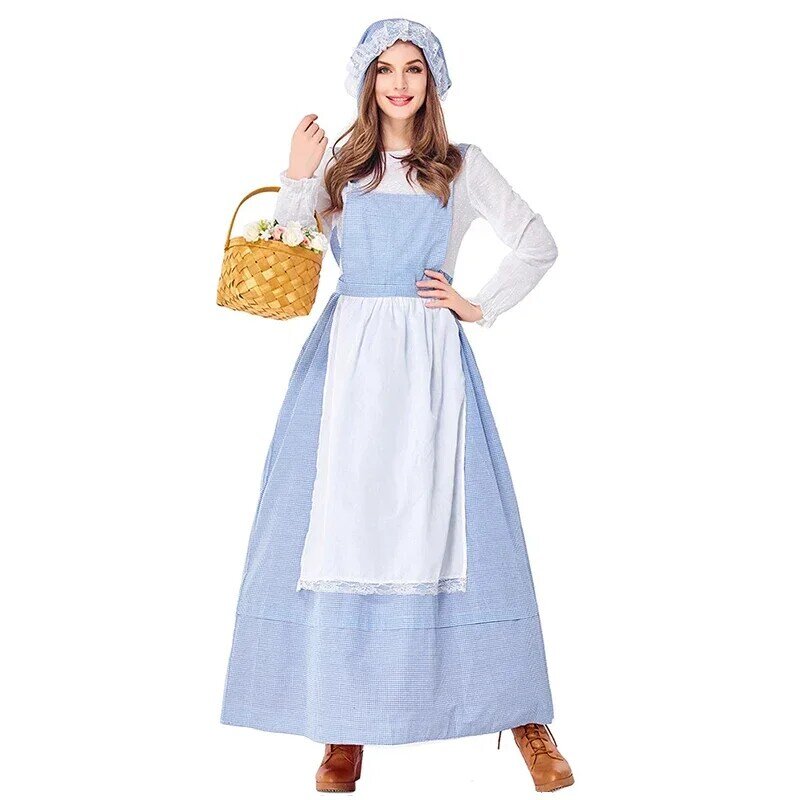 Lady Pioneer Girl Costume Little House On The Prairie Girl Pioneer Olden Day Cosplay Thanksgiving Halloween Party Fancy Dress