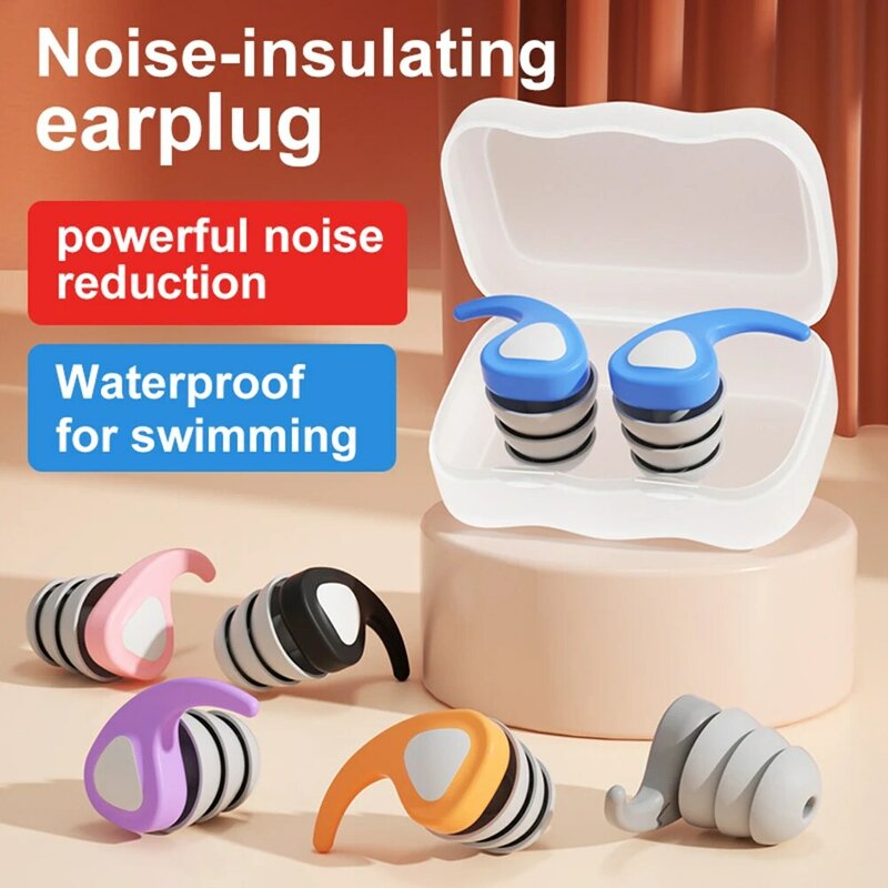 Penyumbat telinga untuk berenang anak-anak, sumbat telinga silikon dapat dipakai ulang pengurang kebisingan untuk kolam mandi mandi berselancar