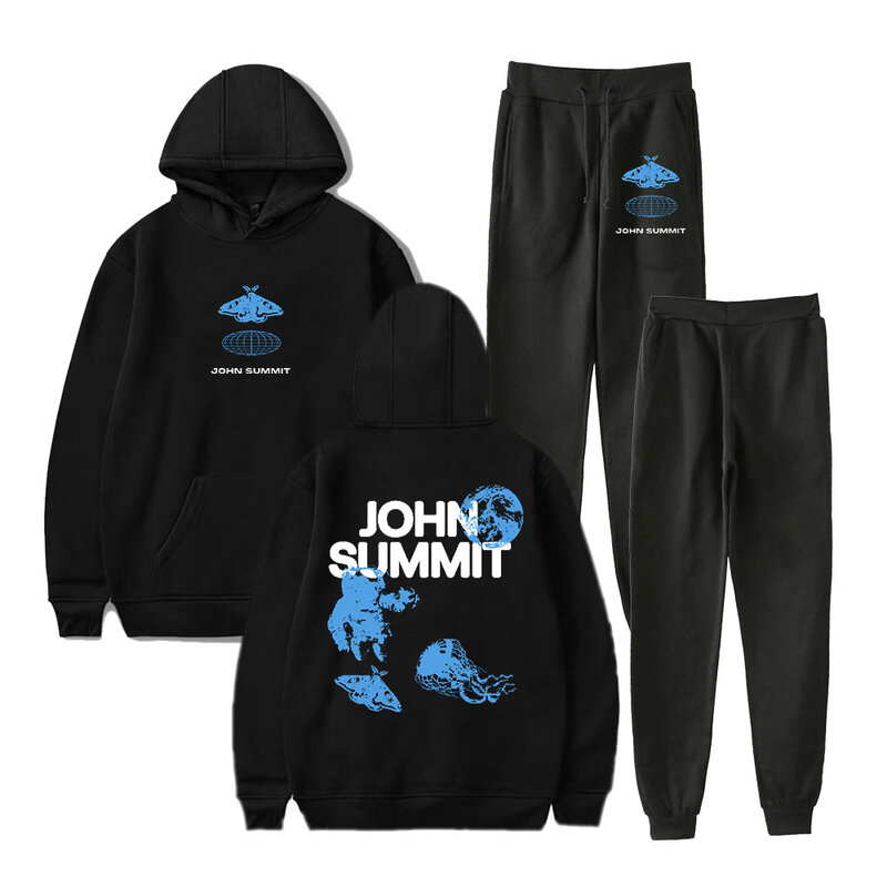 John Summit CELANA Jogger Hoodie Set dua potong kaus + celana olahraga 2024 Set Pria Wanita pakaian Hip Hop tur