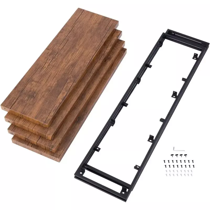 4-poziomowy regał na książki rustykalny regał przemysłowy z nowoczesnym otwartym drewniane półki, brązowy
