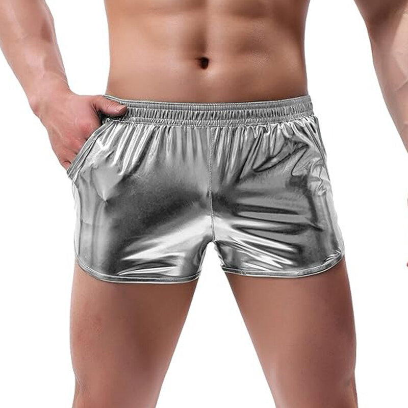Outdoor Vacation Shorts Short Pants Shinny Shorts Solid Color Underpants Elasitc Waist Elastic Waist Male Comfy