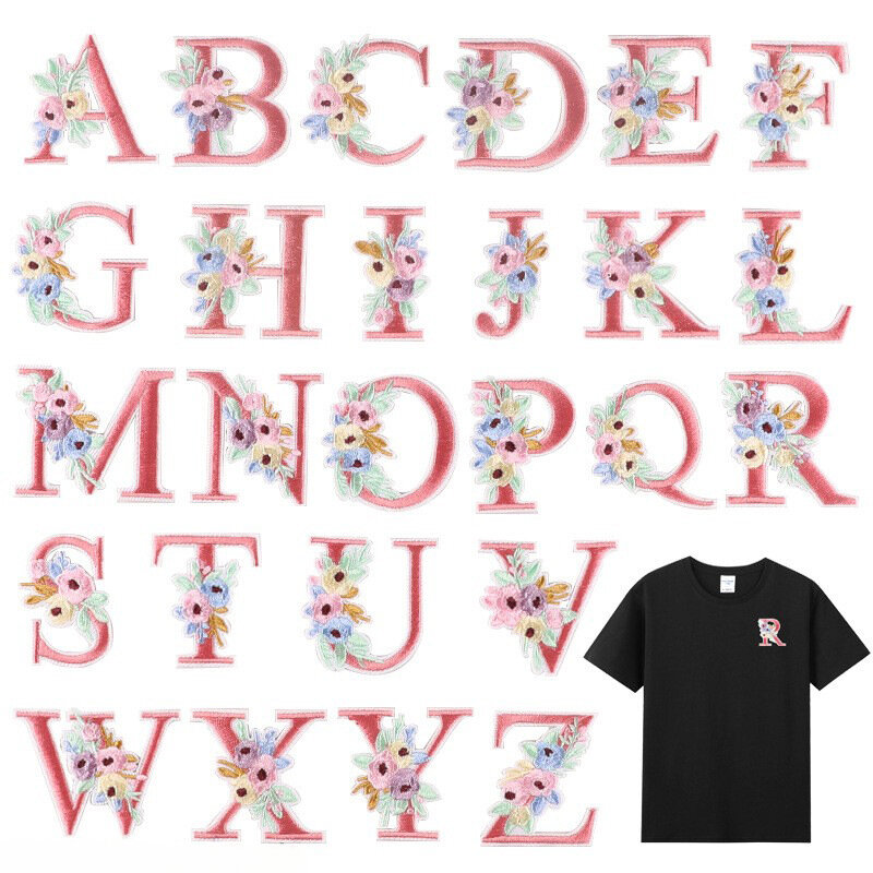 Nowe zdobienie napis na plakietce DIY kwiaty naklejka alfabet akcesoria tkaniny samoprzylepne naprasowanki na ubrania sukienki torebki