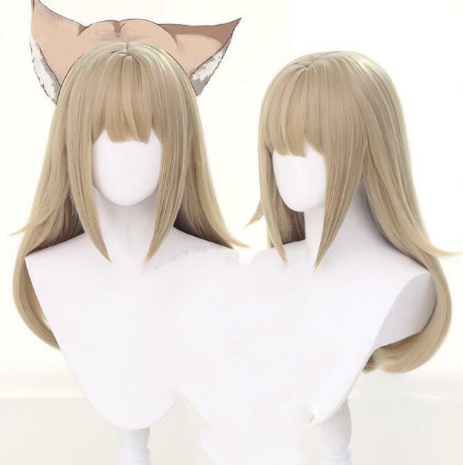 Osakana-Peluca de fibra sintética para cosplay, pelo largo de lino, gorro de 40 hara Cat Kitty