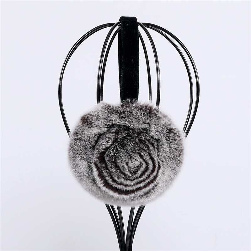 Natural 100% Rex Rabbit Fur Earmuff Women's Autumn and Winter Warm Earmuffs Ear Cover Ear Warmer Ear Muffs Winter Rose Flower