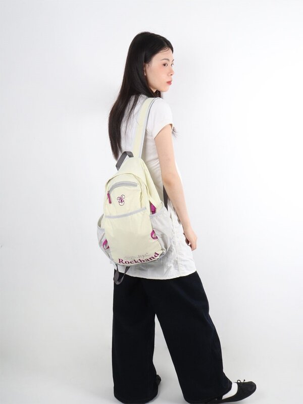 Mochila ligera de nailon con contraste de Color y letras de conejo, bolso escolar informal de gran capacidad, mochila de viaje de ocio para estudiantes