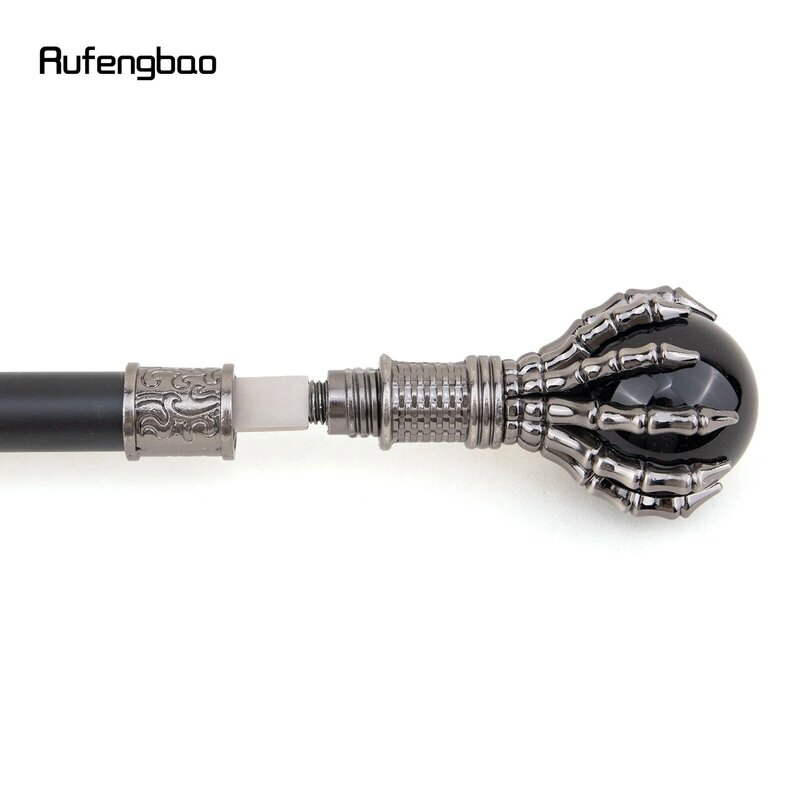 Black Glass Ball Single Joint Walking Stick with Hidden Plate Self Defense Fashion Cane Plate Cosplay Crosier Stick 93cm