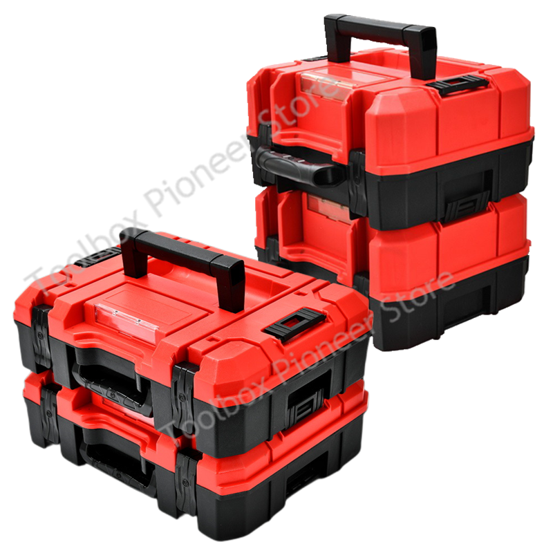 Boîte à outils portable empilée, valise en plastique dur, mallette à outils, mallette rigide, boîte de rangement pour perceuse mécanique, outils de réparation