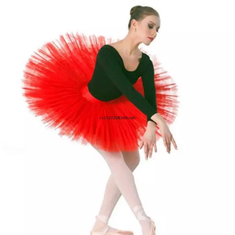 Kostum tari balet merah hitam putih Tutu Platter profesional untuk wanita rok dansa balet Tutu dewasa dengan pakaian dalam