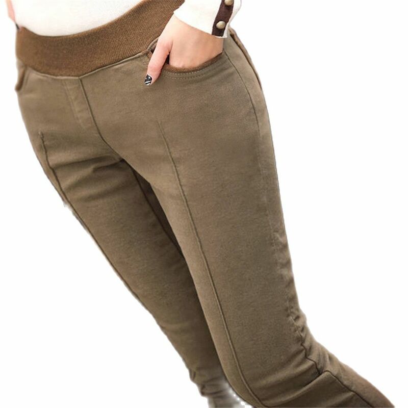 Pantalones pitillo de cintura alta para mujer, Leggings de terciopelo grueso, elásticos, informales, de algodón, de retales, 6XL, gran oferta
