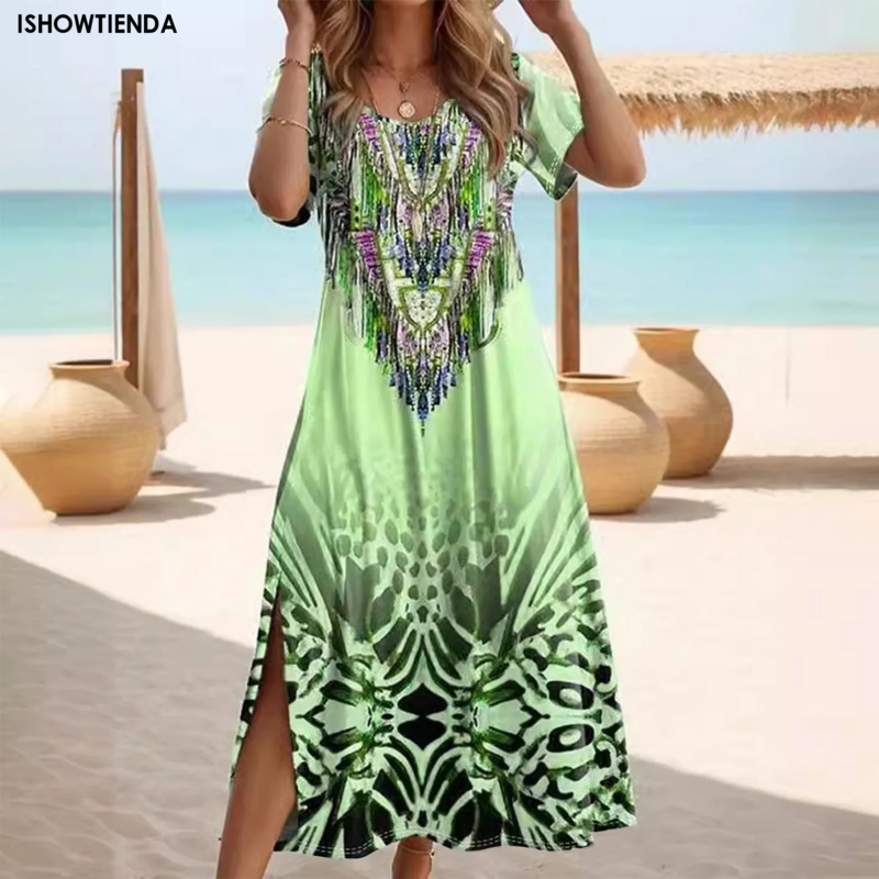 Maxi Dresses For Women Spring Summer Floral Print Boho Beach Ladies Dress Evening Party Elegant Sundress Vintage Long Dress