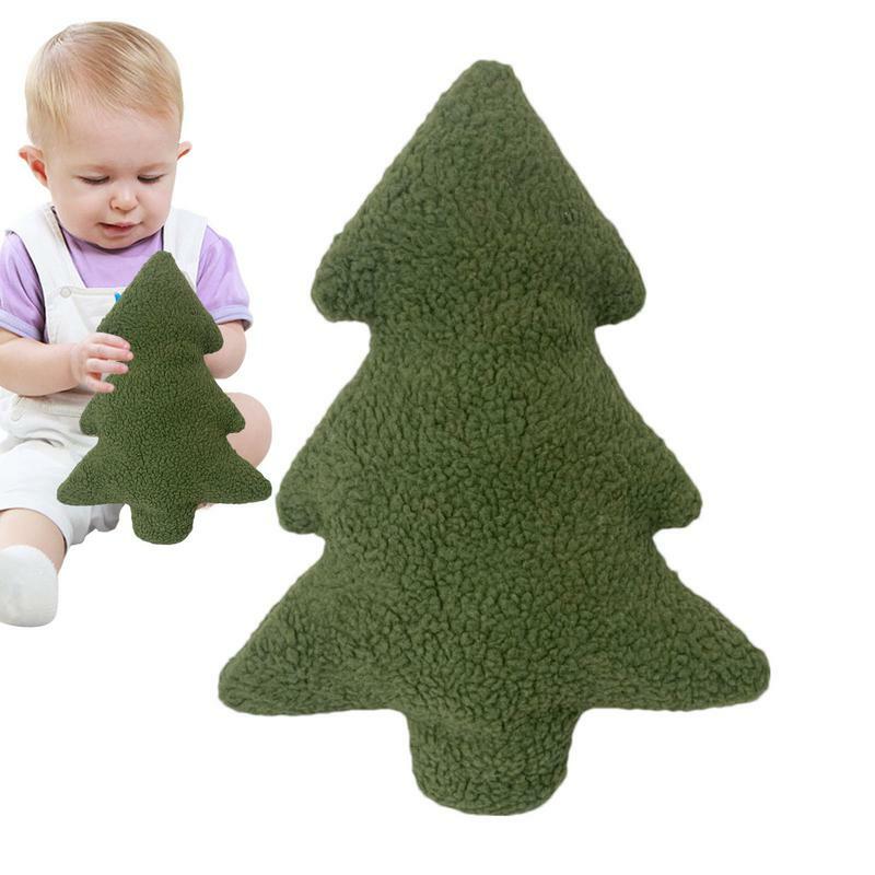 Almohada de felpa de árbol de Navidad verde, planta suave rellena, decoración navideña, almohada de Navidad, respaldo