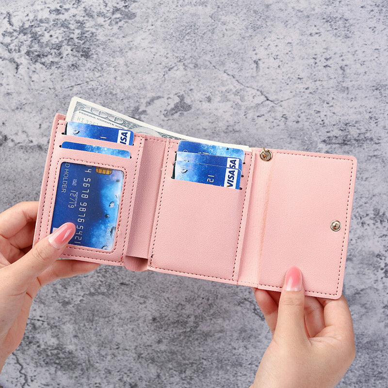 Women Wallet Cute Cat Short Wallet Leather Purse Girls Money Bag Card Holder