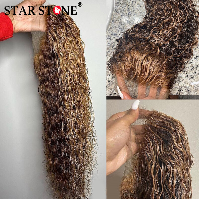 30 Inch Highlight Honey Brown 13x6 Curly Lace Front Human Hair Wigs Remy Ombre Colored 13x4 Deep Wave Lace Frontal Wig For Women