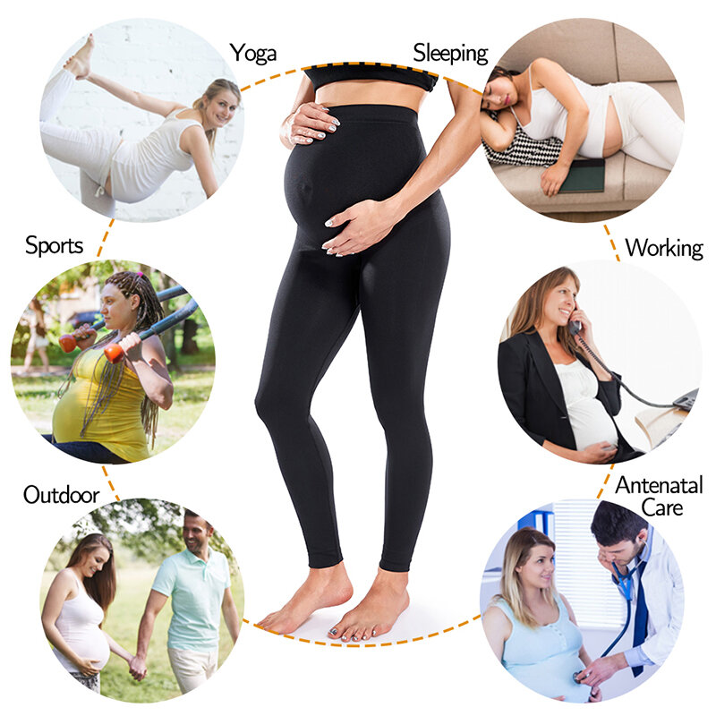 Leggings elásticos de maternidade cintura alta para gestantes, calças fitness, apoio da barriga, leggins pós-parto