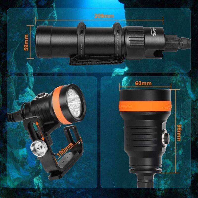 Orcatorch d630 poderosa lanterna de mergulho subaquática profissional lâmpada técnica para mergulho tocha luz