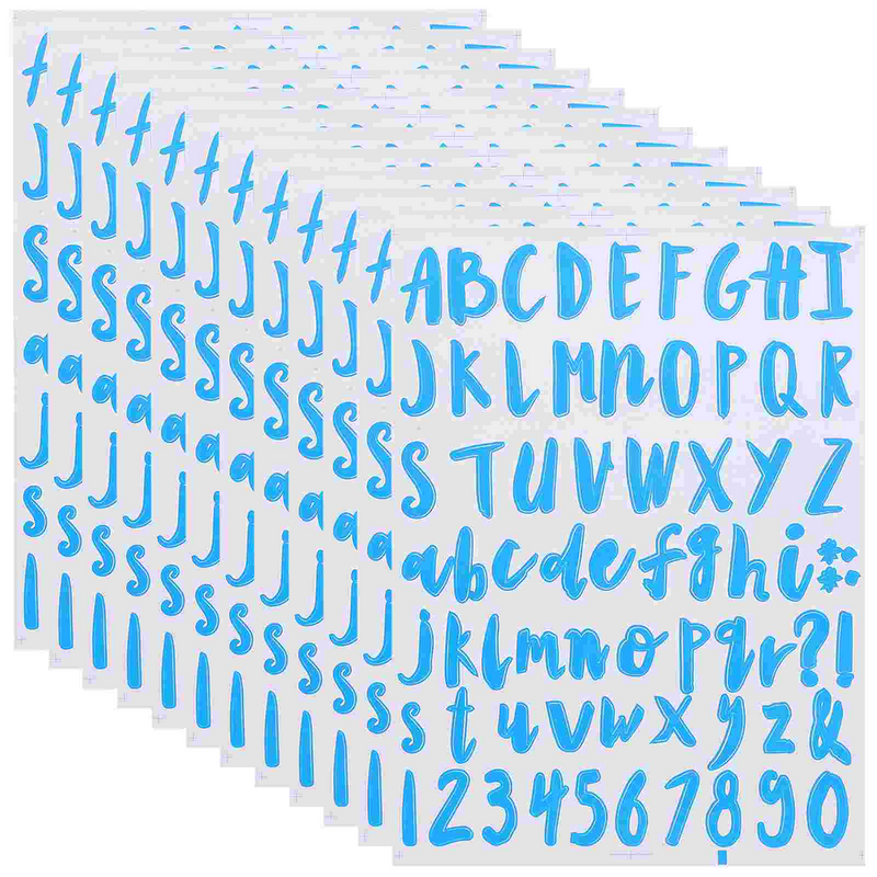 12 Blatt alpha numerische Aufkleber Alphabet reflektierende dekorative Zahlen DIY Sammelalbum selbst klebende PVC