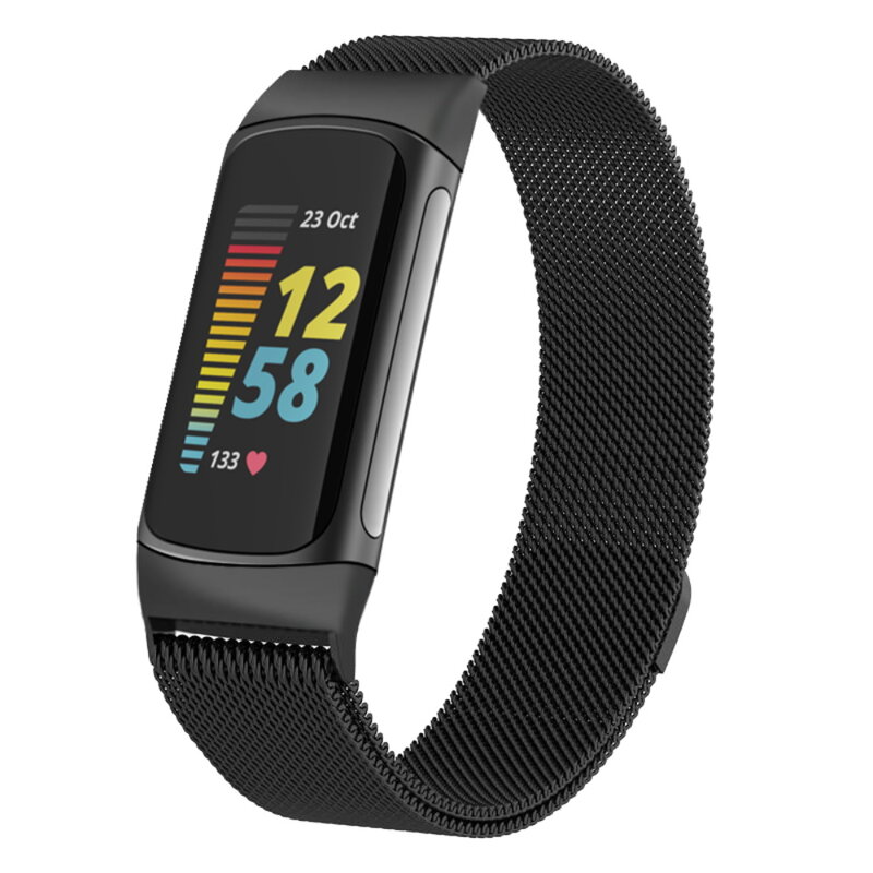 Correia de metal magnética para Fitbit Charge 5, Smartwatch Wristband, Substituição da pulseira, Loop milanês, Compatível com pulseira Fitbit