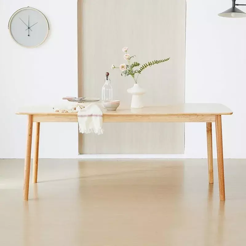 DUTRIUX-Table à manger rectangulaire en bois de chêne malaisien, grand bureau de cuisine en bois massif, chêne naturel, Aslan, 70.9 po