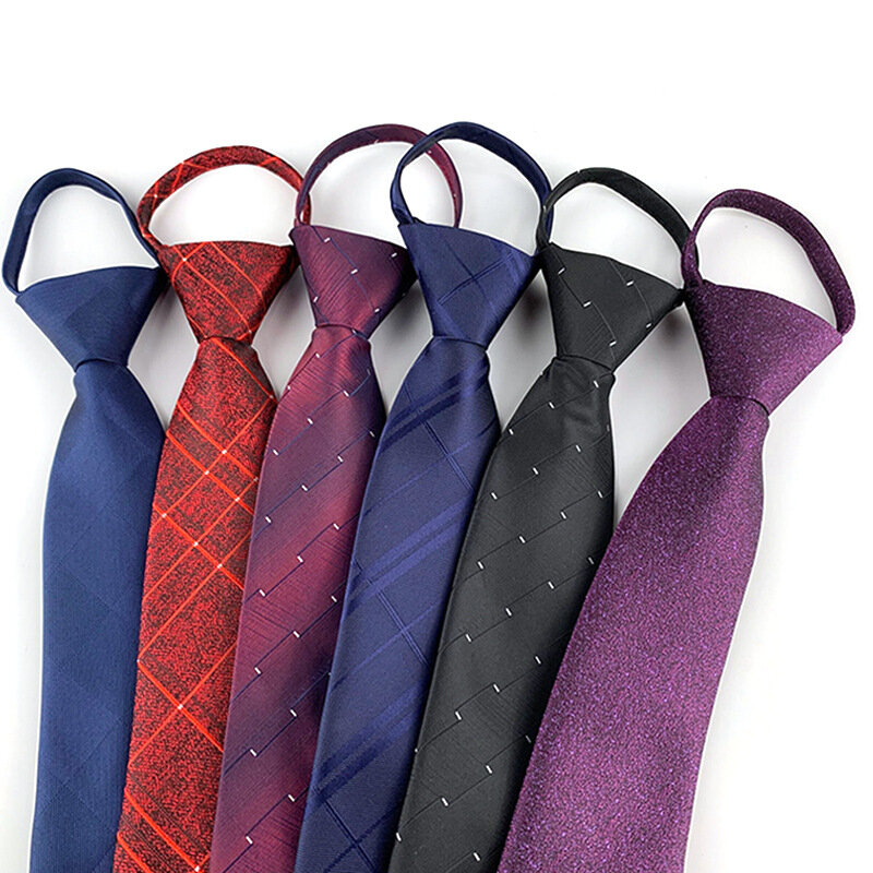 Gravata Men Ties 8CM Tie Zipper Lazy Easy Pull cravatte regali accessori per ufficio