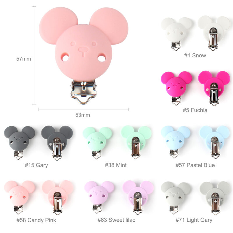 Heart Cute Shape Silicone Pacifier Clips Holder BPA Free DIY Baby Soother Nursing Dummy Draft Teethers Teething Molar Toys Clips