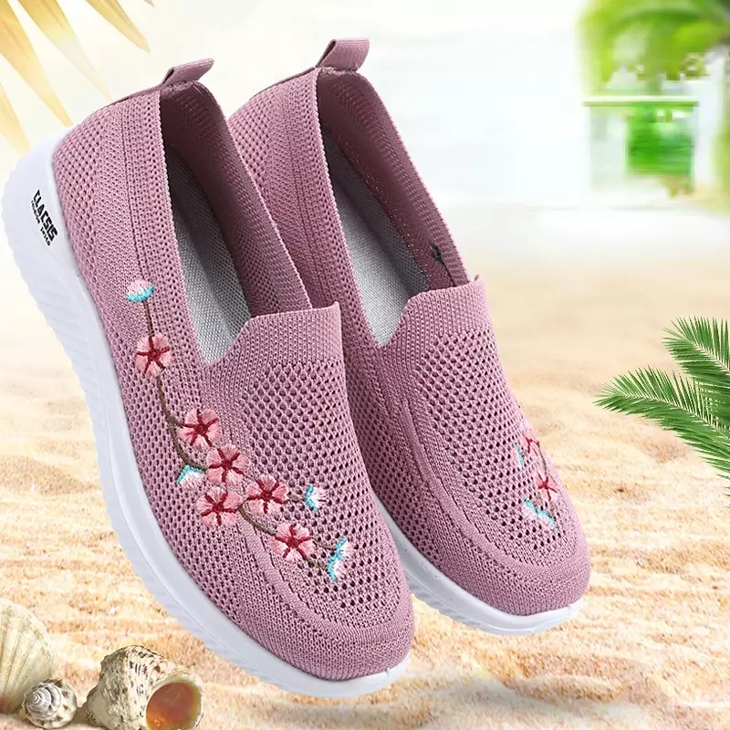 Scarpe Sneakers da donna Mesh traspirante Floral Comfort Mother Soft tinta unita moda donna calzature scarpe leggere per le donne
