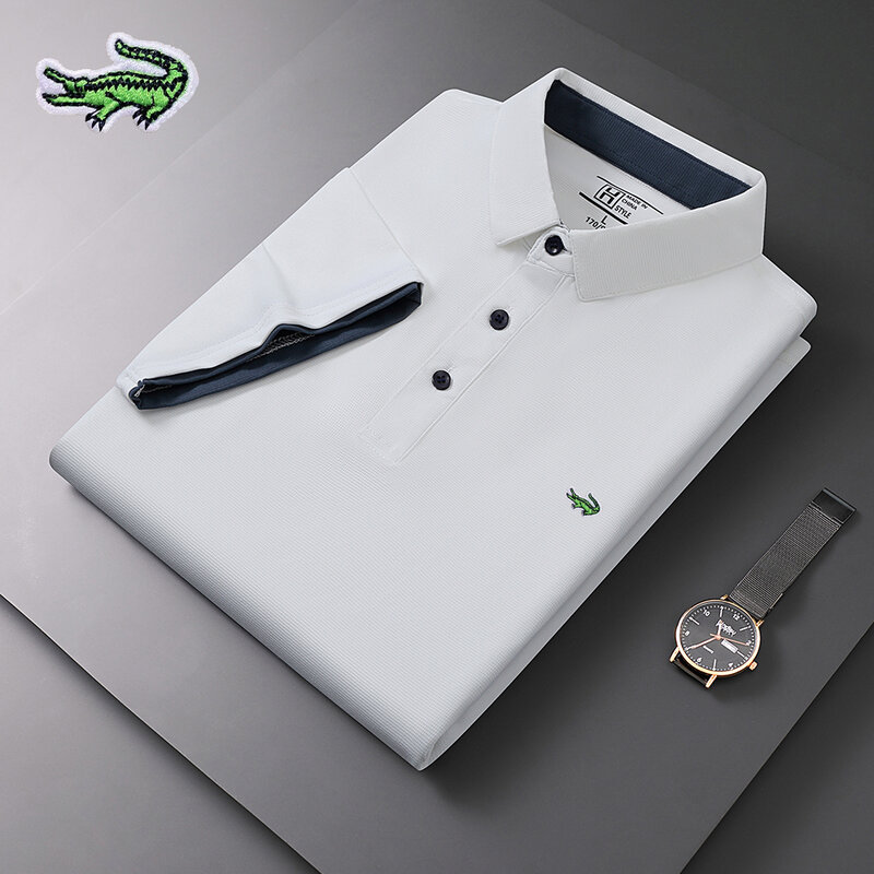 2023 nowa letnia marka haftowana koszulka Polo wysokiej jakości męska koszulka z krótkim rękawem oddychający Top Business Casual Polo dla mężczyzn