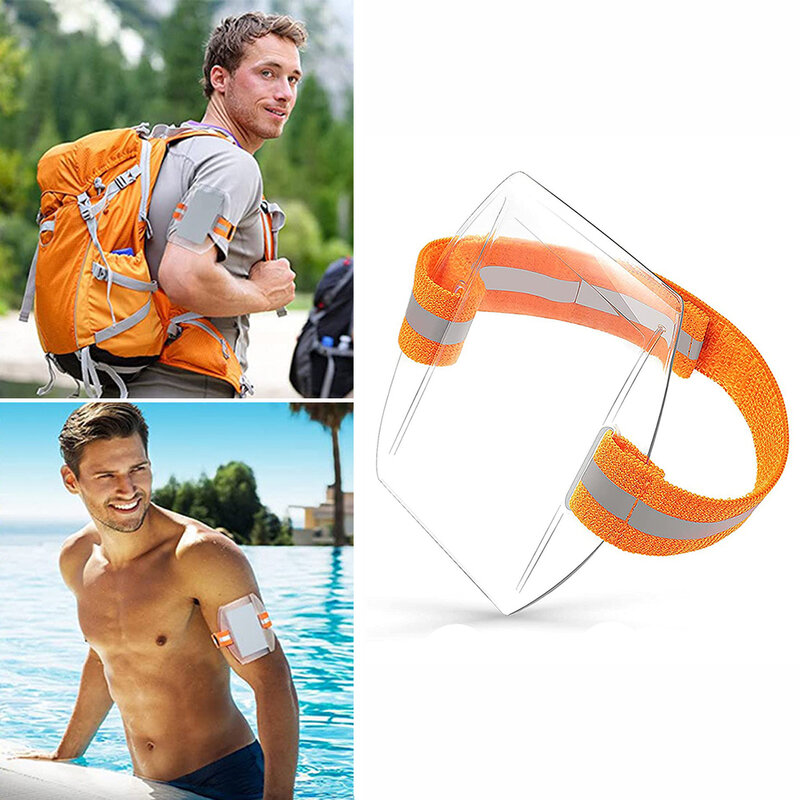 Clear PVC Card Holder With Adjustable Wristband Arm Bag Portable Small Credit ID Card Clip Handbag For Camping Climbing Swimming