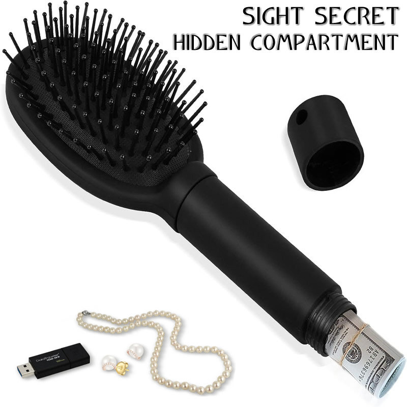 Creative Sight Secret Hair Comb, compartimento de almacenamiento oculto, contenedor seguro para ocultar dinero en efectivo, anillo, collar y llave